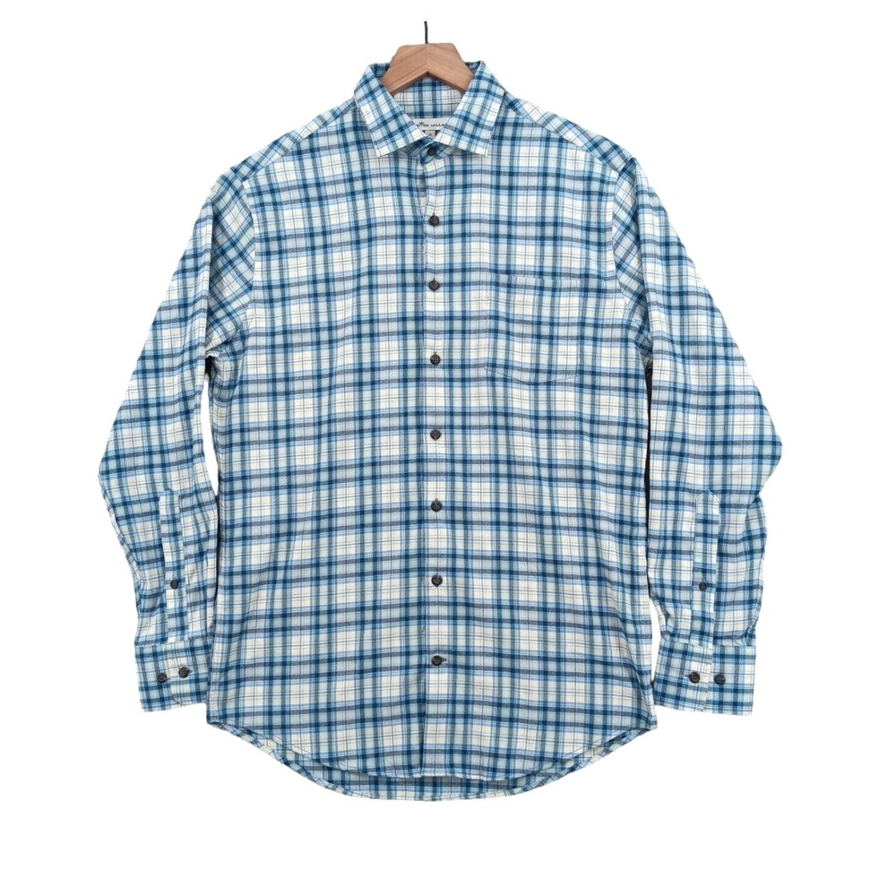 Peter Millar Shirt Mens M Blue Plaid Gator Creek Flannel Preppy Classic - Picture 3 of 14